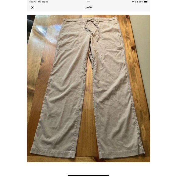 prAna Sutra Pants Women Medium (M) Hemp Khaki Wide Leg Drawstring Yoga Travel - Picture 2 of 9